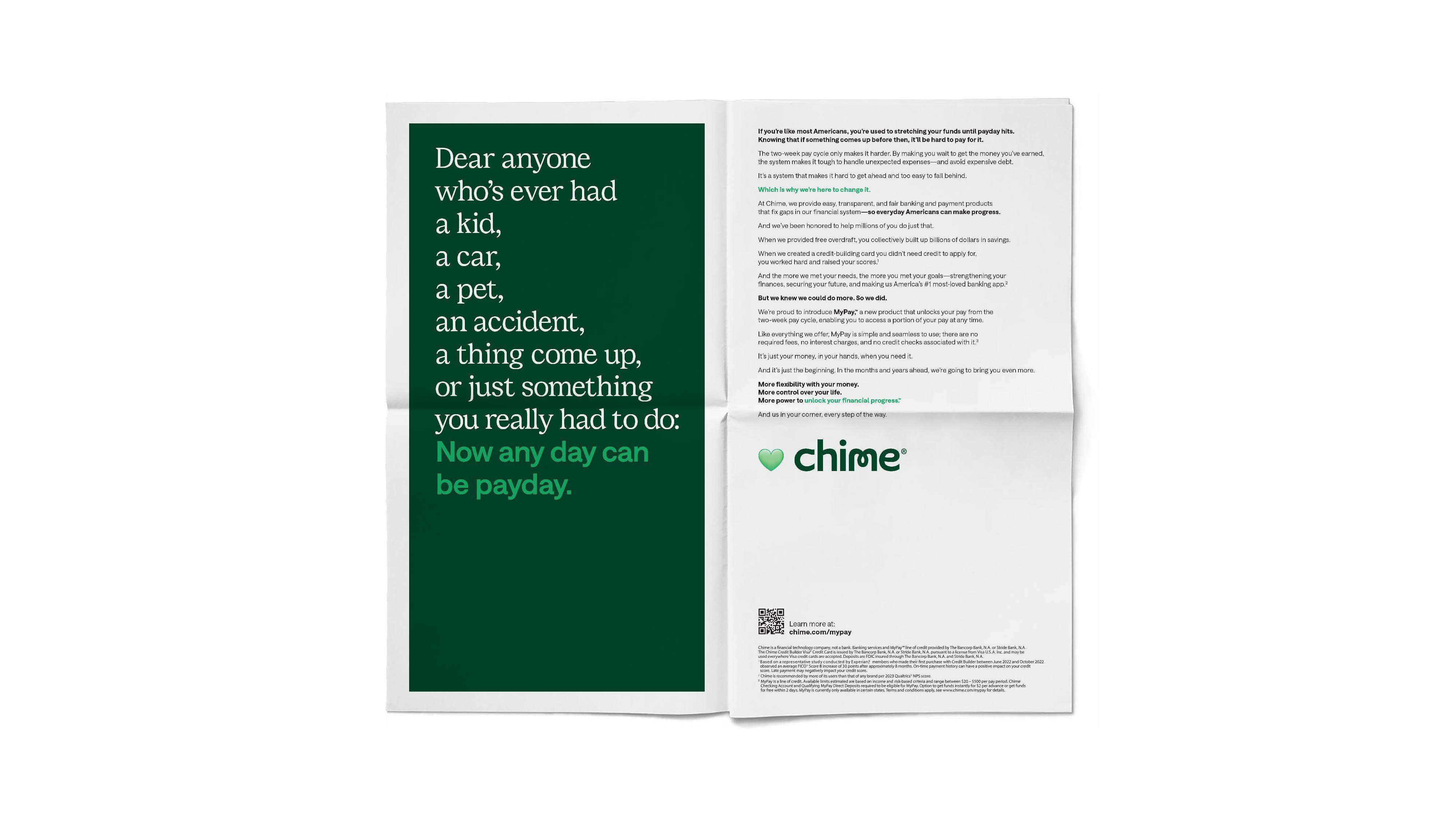 VSA | Chime announces MyPay with NYT open letter